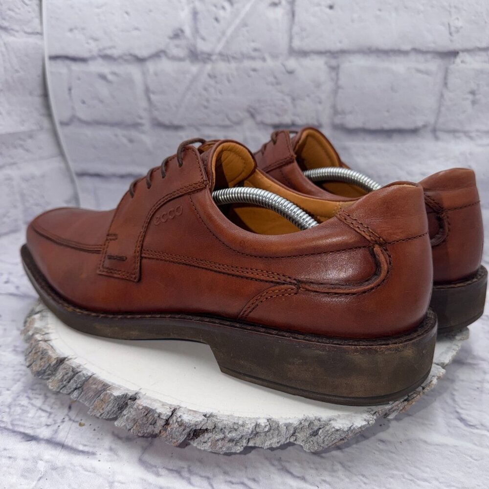 ECCO Helsinki 2 Mens 12 Brown Leather Bike-Toe Derby Lace Up Cushion Dress Shoes - Picture 7 of 13